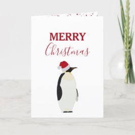 Kerstpinguin Funny Animal met Santa Hat Feestdagen Kaart
