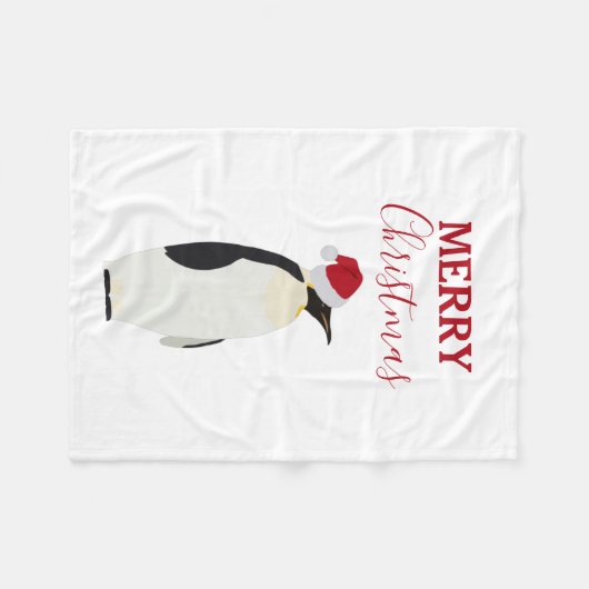 Kerstpinguin Funny Animal met Santa Hat Fleece Deken (Voorkant (Horizontaal))