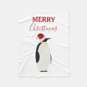 Kerstpinguin Funny Animal met Santa Hat Fleece Deken
