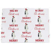 Kerstpinguin Funny Animal met Santa Hat Groot Cadeauzakje (Voorkant)