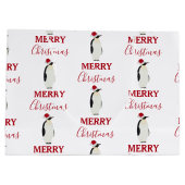 Kerstpinguin Funny Animal met Santa Hat Groot Cadeauzakje (Achterkant)