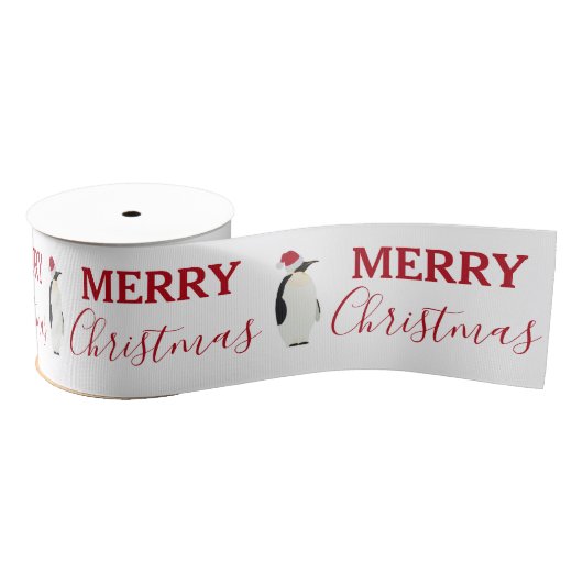 Kerstpinguin Funny Animal met Santa Hat Grosgrain Lint (Spoel)