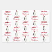 Kerstpinguin Funny Animal met Santa Hat Inpakpapier Vel (Voorkant 2)