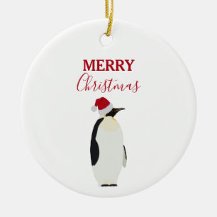 Kerstpinguin Funny Animal met Santa Hat Keramisch Ornament