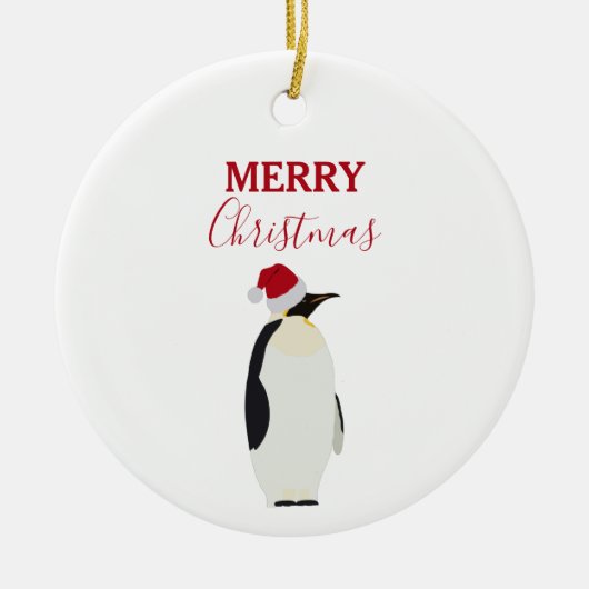 Kerstpinguin Funny Animal met Santa Hat Keramisch Ornament (Voorkant)