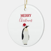 Kerstpinguin Funny Animal met Santa Hat Keramisch Ornament (Links)