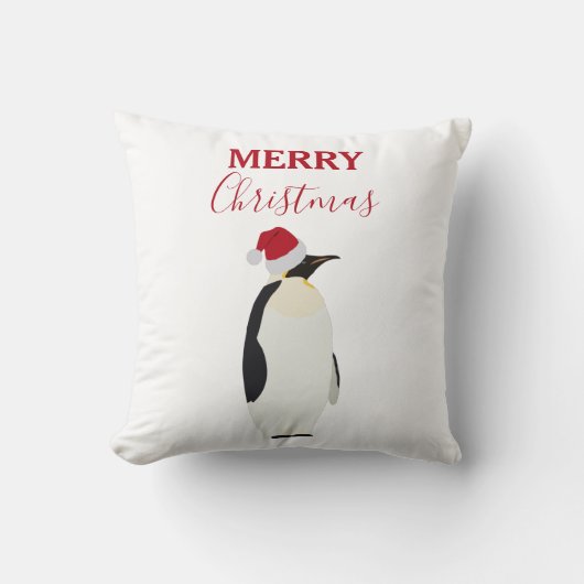 Kerstpinguin Funny Animal met Santa Hat Kussen (Voorkant)