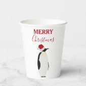 Kerstpinguin Funny Animal met Santa Hat Papieren Bekers (Achterkant)