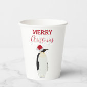 Kerstpinguin Funny Animal met Santa Hat Papieren Bekers (Voorkant)