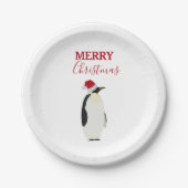 Kerstpinguin Funny Animal met Santa Hat Papieren Bordje (Voorkant)