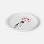Kerstpinguin Funny Animal met Santa Hat Papieren Bordje (Gekanteld)
