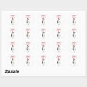 Kerstpinguin Funny Animal met Santa Hat Ronde Sticker (Vel)