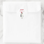 Kerstpinguin Funny Animal met Santa Hat Ronde Sticker (Tas)