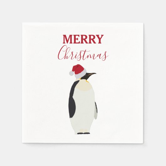 Kerstpinguin Funny Animal met Santa Hat Servet (Voorkant)