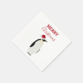 Kerstpinguin Funny Animal met Santa Hat Servet (Hoek)