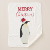 Kerstpinguin Funny Animal met Santa Hat Sherpa Deken (Voorkant)
