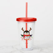 Kerstpinguïn gepersonaliseerd acryl drinkbeker (Voorkant)