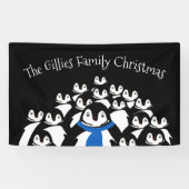 Kerstpinguïn gepersonaliseerd feest spandoek (Horizontaal)