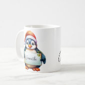 Kerstpinguïn gepersonaliseerd koffiemok (Voorkant links)