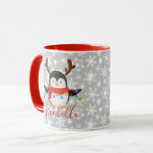 Kerstpinguïn gepersonaliseerd mok (Voorkant links)