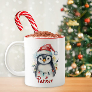Kerstpinguïn gepersonaliseerde Kinder Mok
