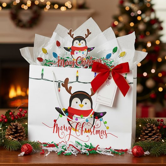 Kerstpinguïn groot cadeauzakje