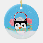kerstpinguïn Hot Chocolade Keramisch Ornament (Achterkant)
