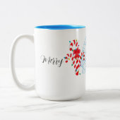 Kerstpinguïn Igloo Candy Cane en Lichten Tweekleurige Koffiemok (Links)