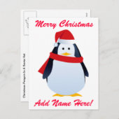 Kerstpinguïn in een kersthat feestdagenkaart (Voorkant / Achterkant)