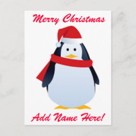 Kerstpinguïn in een kersthat feestdagenkaart