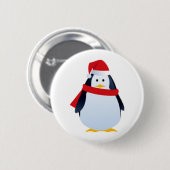Kerstpinguïn in een kersthat ronde button 5,7 cm (Voorkant /achterkant)