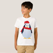 Kerstpinguïn in een kersthat t-shirt (Voorkant volledig)