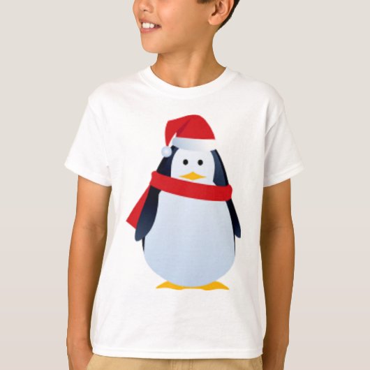 Kerstpinguïn in een kersthat t-shirt (Voorkant)