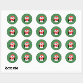 Kerstpinguïn in kerstmuts Aangepast Ronde Sticker (Vel)