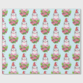 kerstpinguïn in Santa Hat Wrapping Paper Cadeaupapier (Vlak)