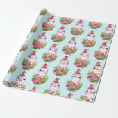 kerstpinguïn in Santa Hat Wrapping Paper Cadeaupapier (Uitgerold)
