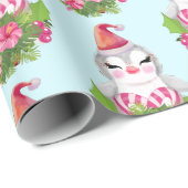 kerstpinguïn in Santa Hat Wrapping Paper Cadeaupapier (Rol Hoek)