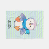 Kerstpinguïn in Scarf Waterverf Art Blanket Fleece Deken (Voorkant (Horizontaal))