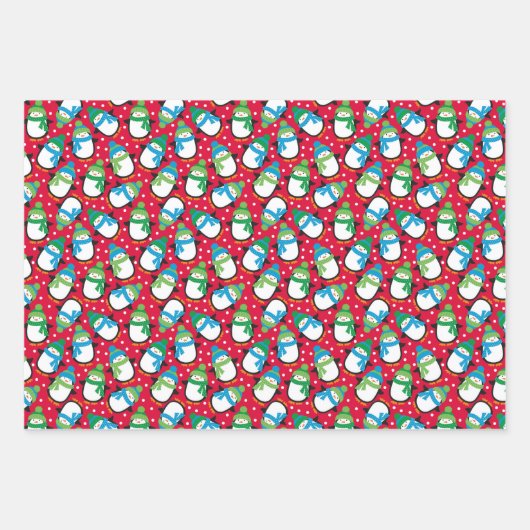 Kerstpinguïn Inpakpapier Vel (Voorkant)