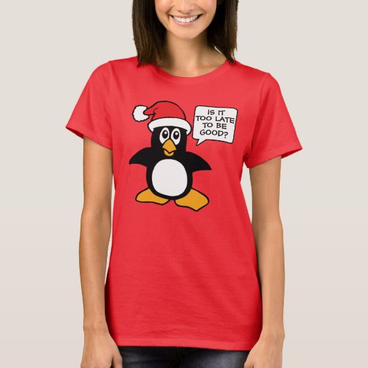 Kerstpinguïn is te laat om goed te zijn. t-shirt (Voorkant)
