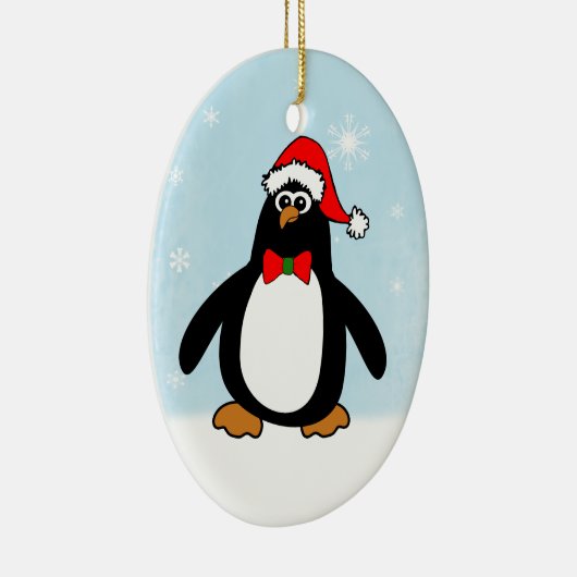 Kerstpinguïn Keramisch Ornament (Rechts)