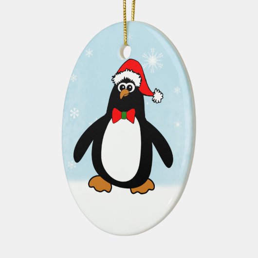 Kerstpinguïn Keramisch Ornament (Links)