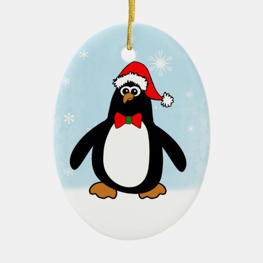 Kerstpinguïn Keramisch Ornament (Voorkant)