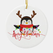 Kerstpinguïn Keramisch Ornament (Voorkant)