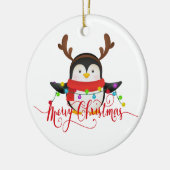 Kerstpinguïn Keramisch Ornament (Links)