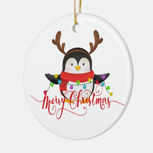 Kerstpinguïn Keramisch Ornament (Links)