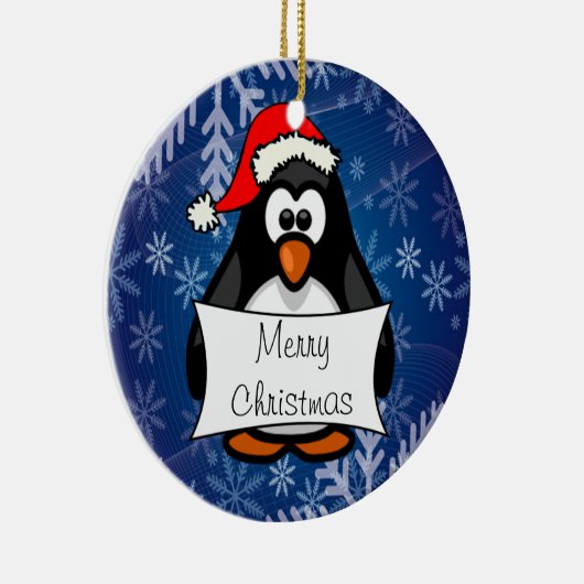 Kerstpinguïn Keramisch Ornament (Rechts)