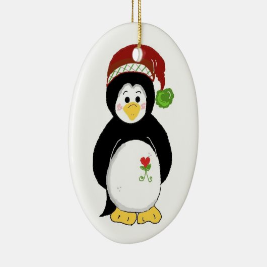 Kerstpinguïn Keramisch Ornament (Rechts)