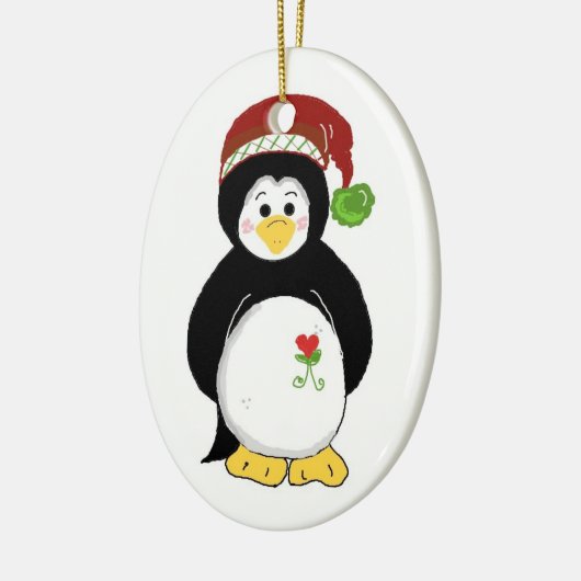 Kerstpinguïn Keramisch Ornament (Links)