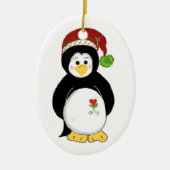 Kerstpinguïn Keramisch Ornament (Voorkant)